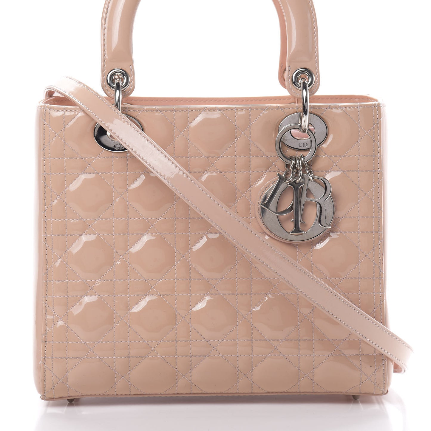 Patent Cannage Medium Lady Dior Rose Clair