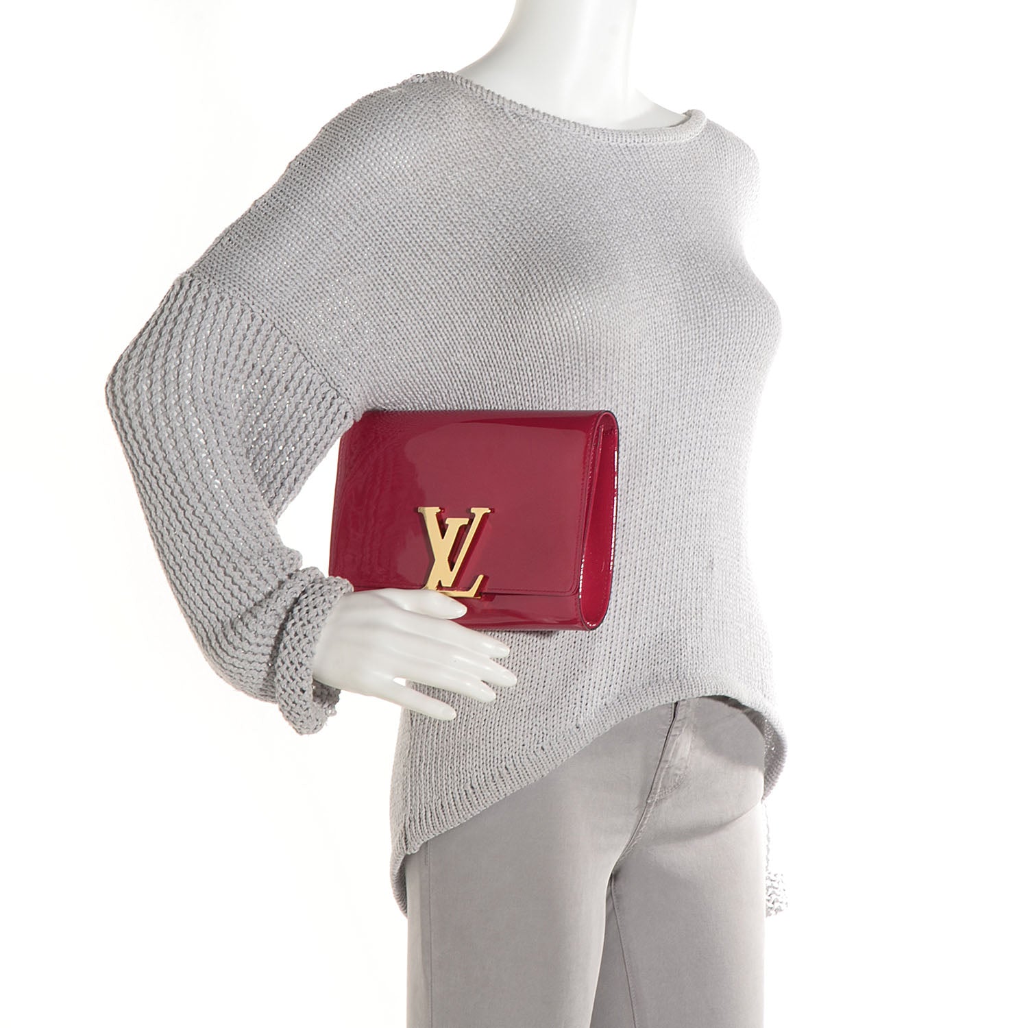 Louis Vuitton Patent Louise Clutch Rose Indien 2 of 8
