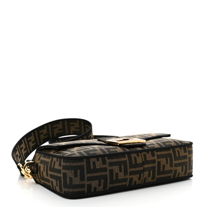 Fendi Fabric Jacquard FF 1974 Medium Baguette Tobacco Moro Black 4 of 9