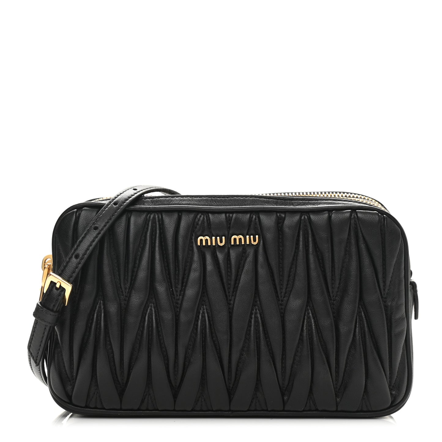 Nappa Matelasse Double Zip Pochette Clutch Black