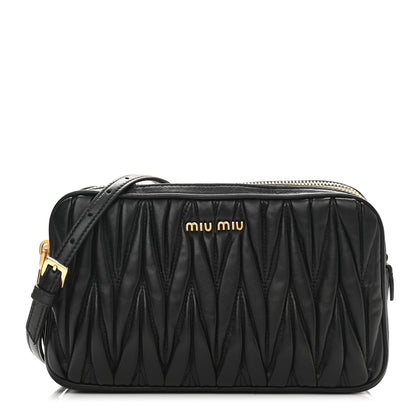 Miu Miu Nappa Matelasse Double Zip Pochette Clutch Black 1 of 10