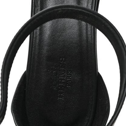 Hermes Goatskin Elda Espadrille Wedge Sandals 39 Black 8 of 9