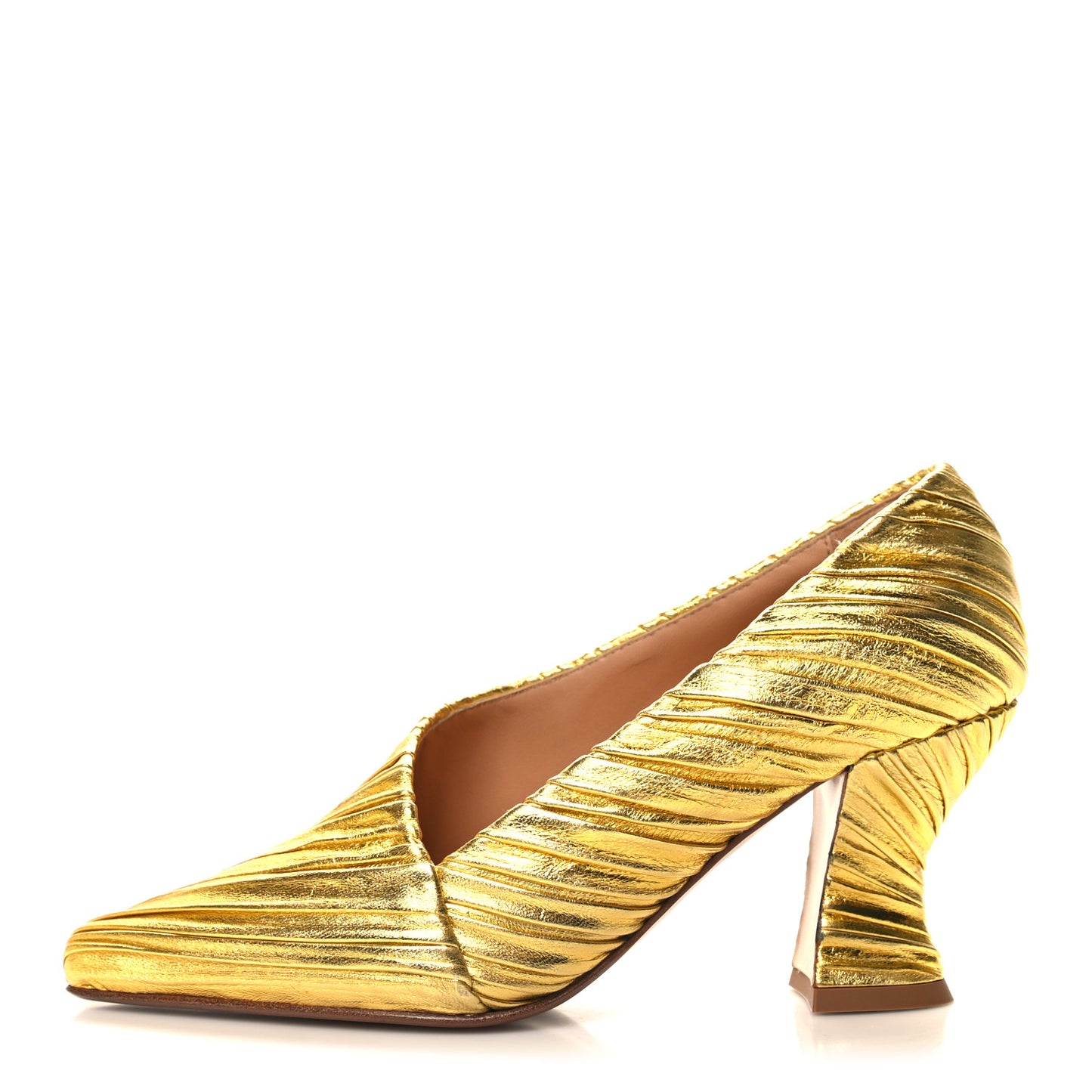Metallic Bark Nappa Almond Pumps 37 Gold