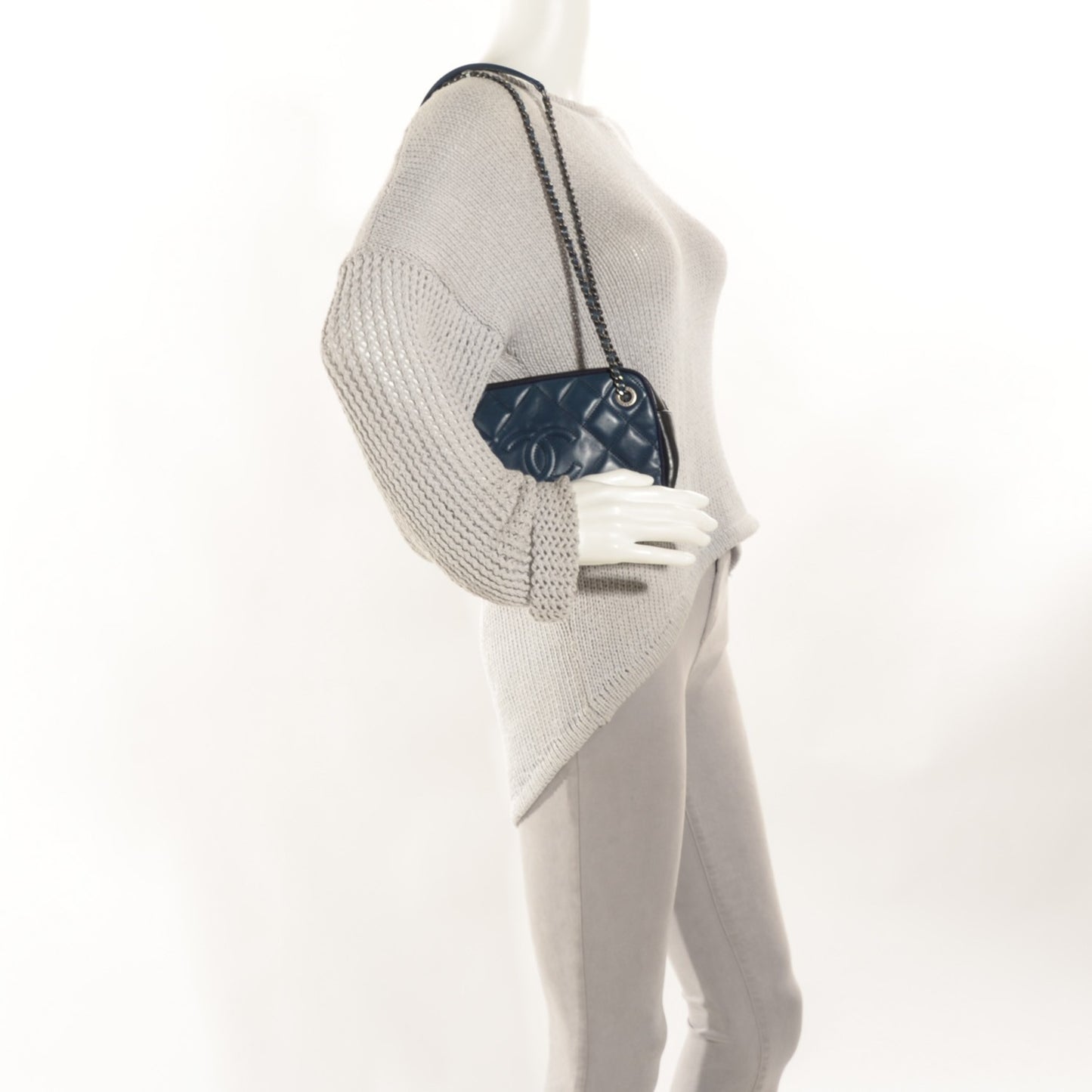 Calfskin Small Ballerine Camera Case Dark Blue