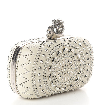 Alexander McQueen Nappa Studded Crochet Skull Box Clutch Ivory 2 of 7