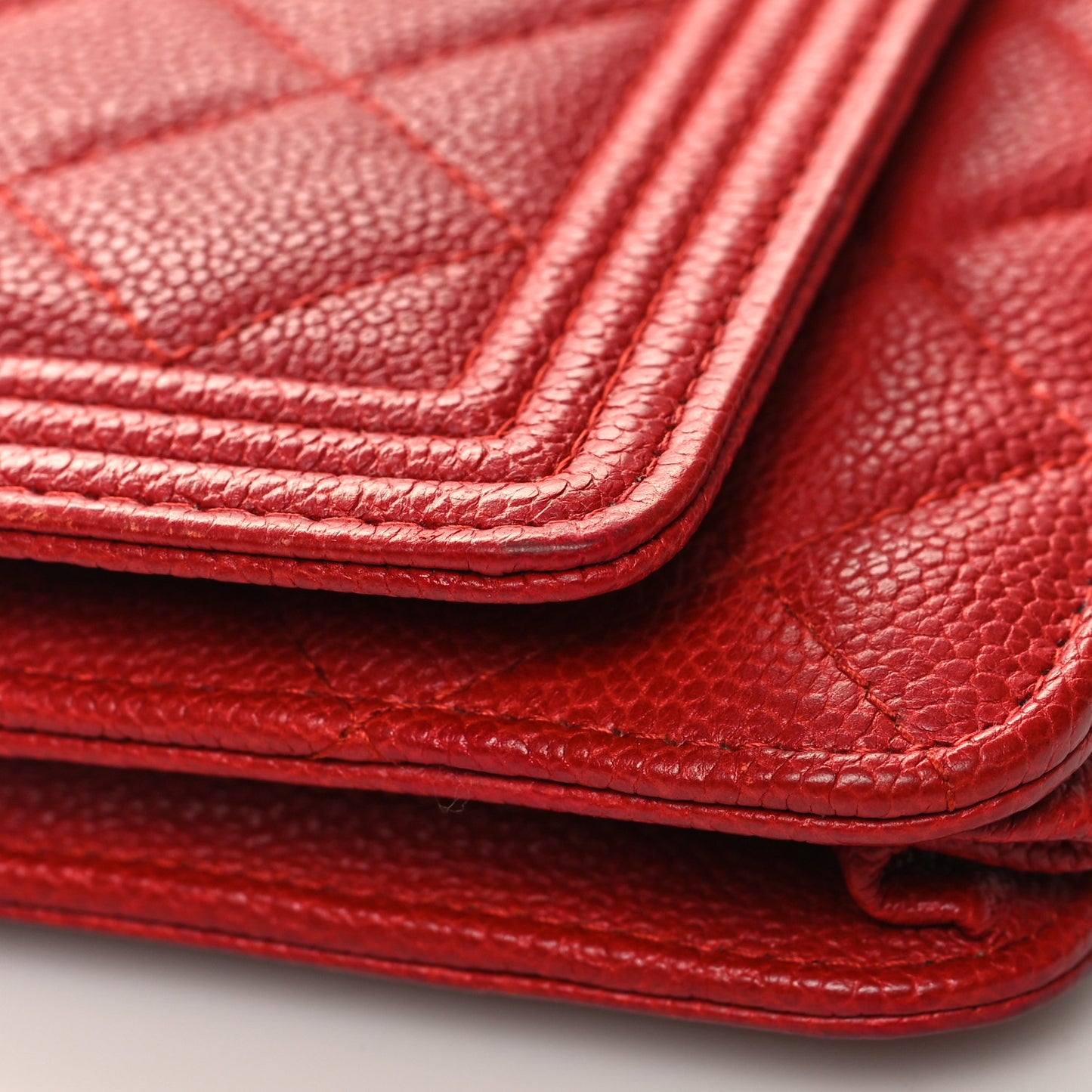Caviar Quilted Boy Wallet On Chain WOC Red