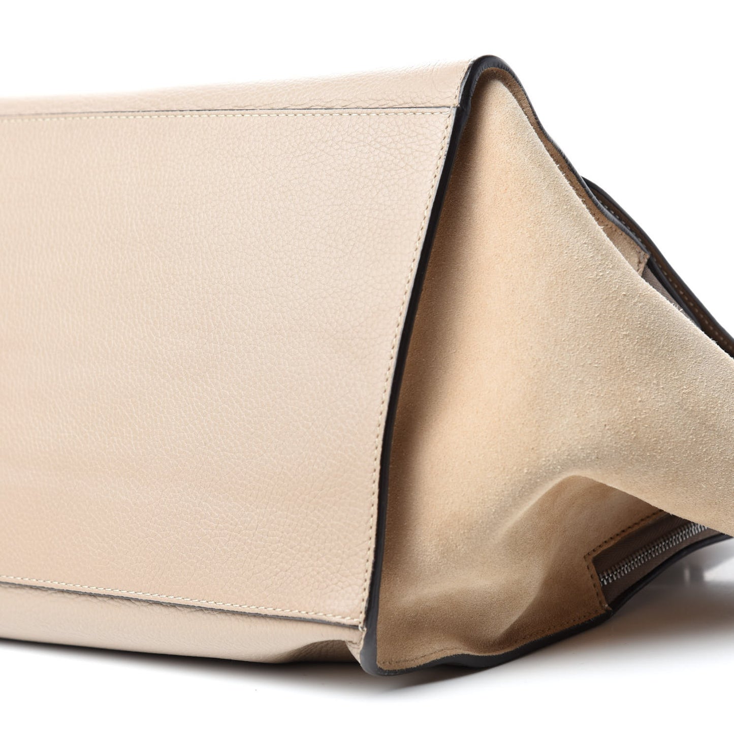 Drummed Calfskin Suede Double Zip Trapeze Sand