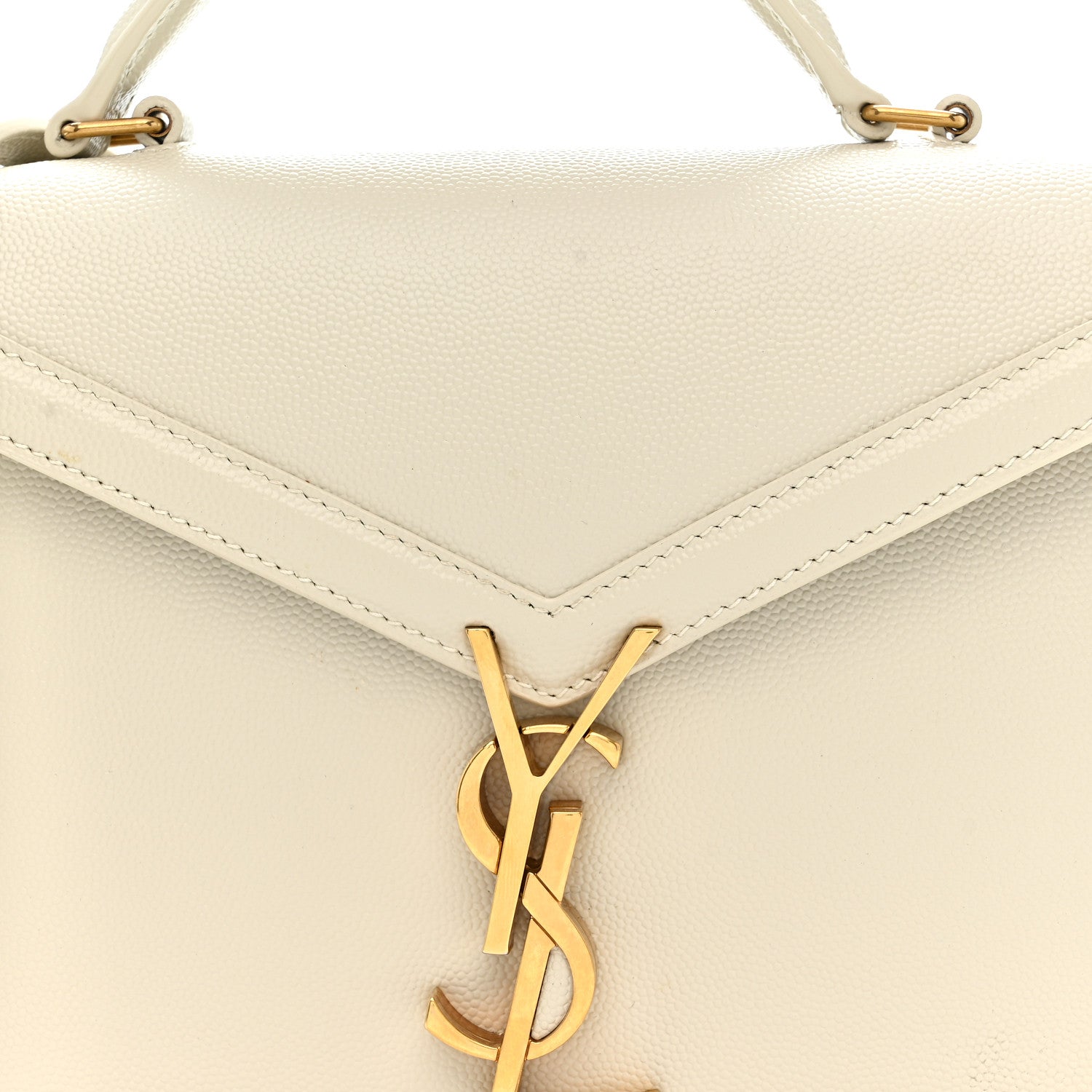 Saint Laurent Grain de Poudre Mini Classic Monogram Cassandra Top Handle Crema Soft 15 of 21