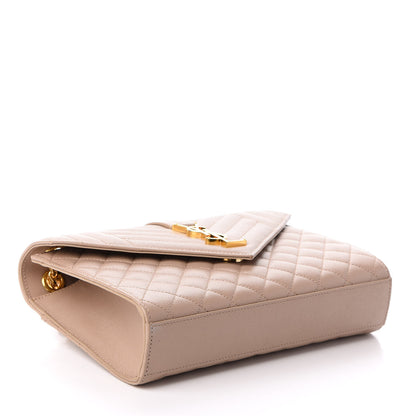 Saint Laurent Grain De Poudre Textured Mixed Matelasse Medium Triquilt Monogram Satchel Dark Beige 4 of 10