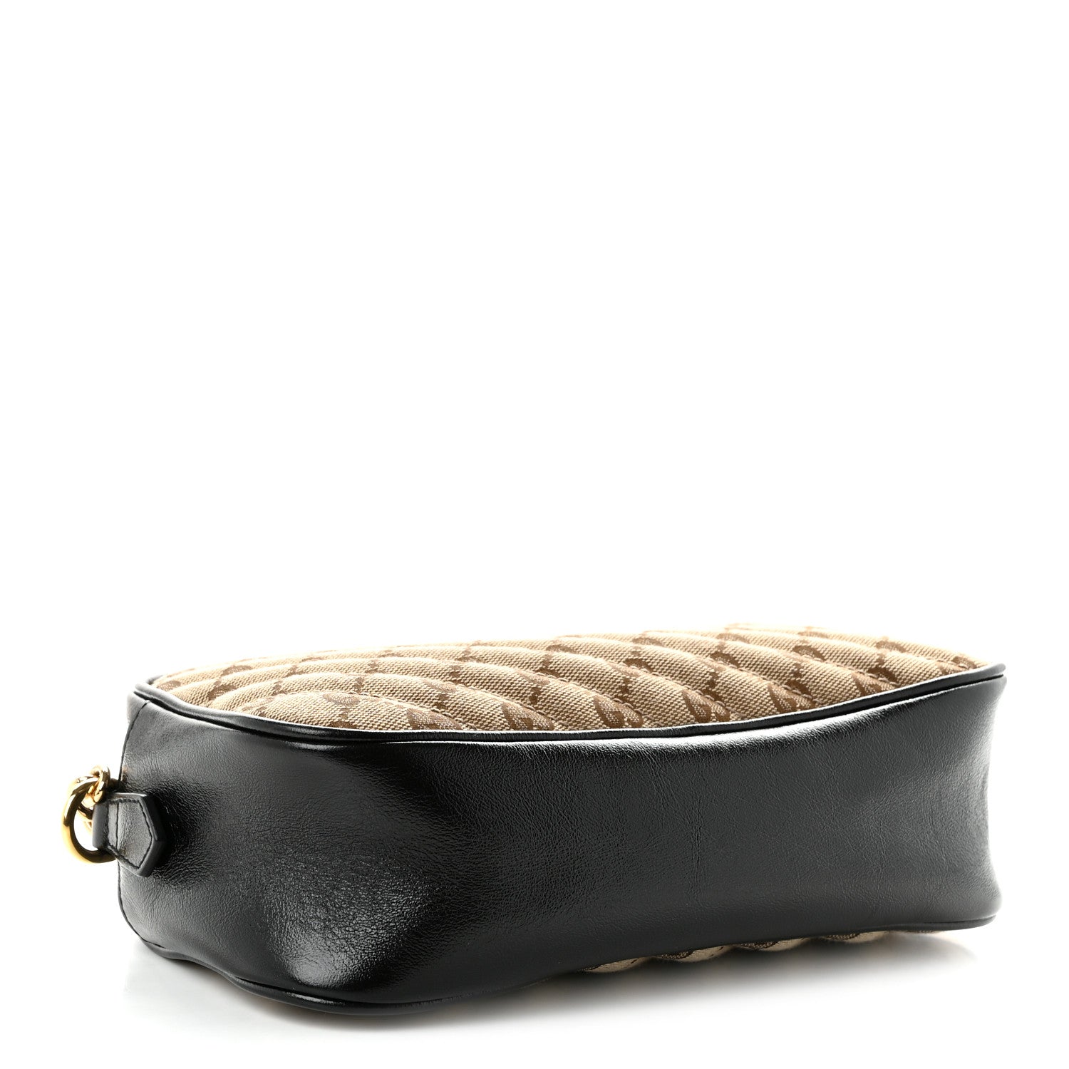 Gucci Monogram Matelasse Diagonal Small GG Marmont Chain Shoulder Bag Beige Black 4 of 11