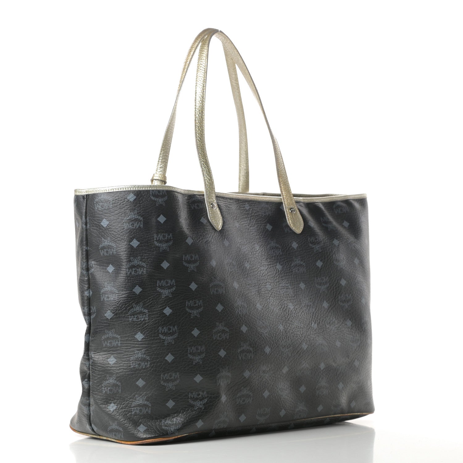 MCM Visetos Striped Munich Lion Tote Black 4 of 18