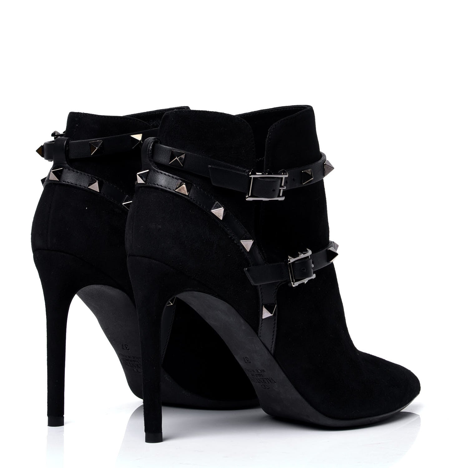 Valentino Garavani Suede Rockstud Double Buckle 100mm Ankle Boots 37 Black 3 of 5