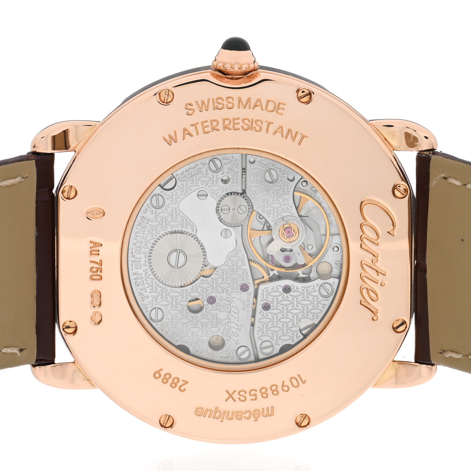 Cartier 18K Pink Gold Alligator 36mm Ronde Louis Manual Winding Watch Brown 4 of 4