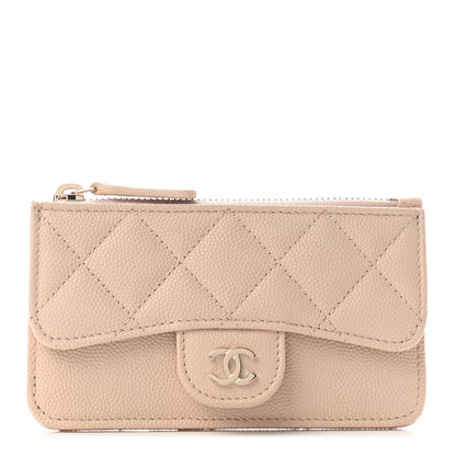 Chanel Caviar Quilted Flap Zip Card Holder Beige 1 of 7