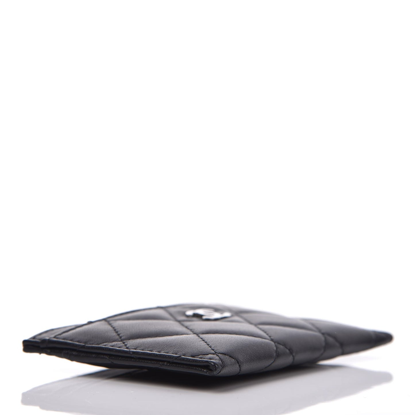 Lambskin Quilted Card Holder Black