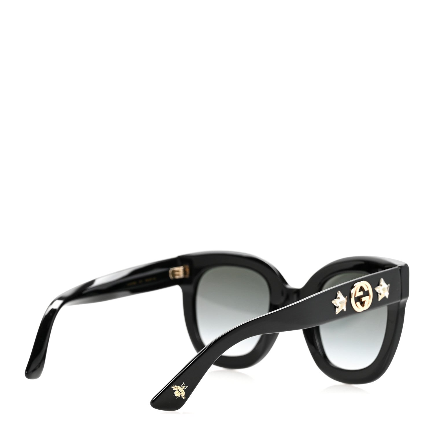 Gucci Acetate Crystal Star Round Frame Sunglasses GG0208S Black 7 of 16
