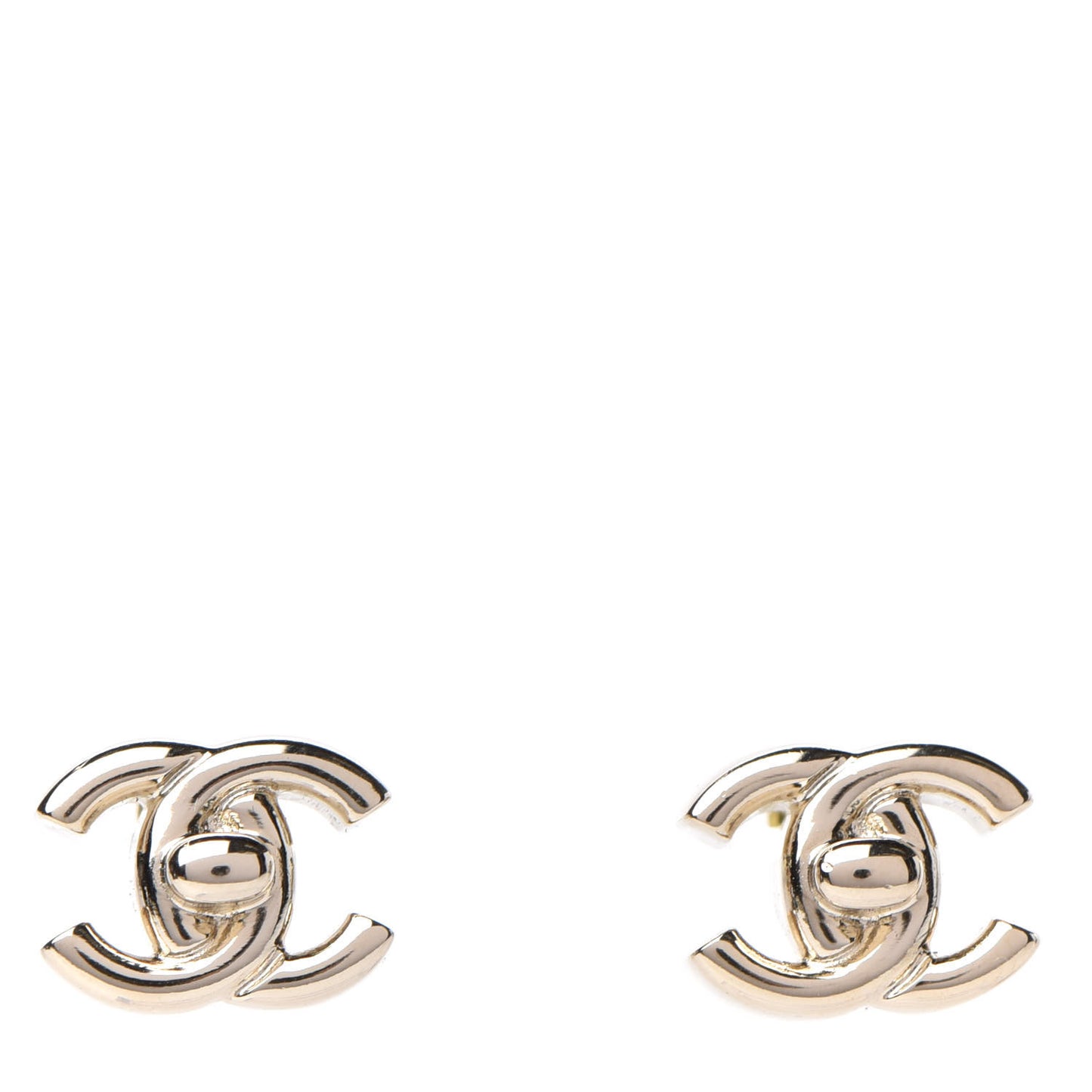 Metal CC Turnlock Earrings Gold