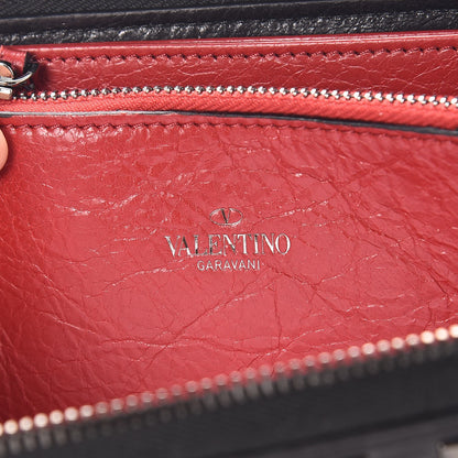 Valentino Garavani Craquele Nappa Rockstud Spike Zip Around Wallet Black 6 of 7