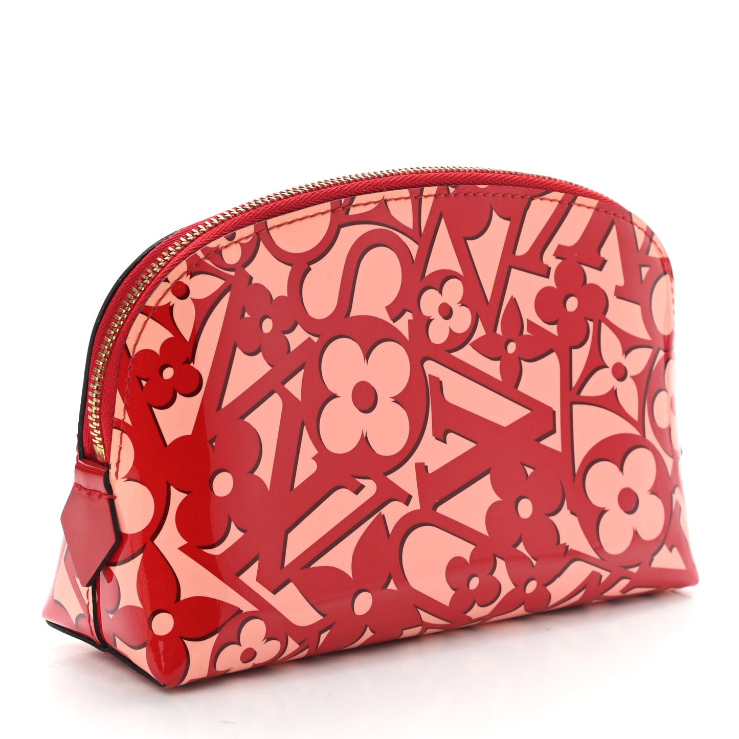 Patent Sweet Monogram Cosmetic Pouch Pomme D’Amour