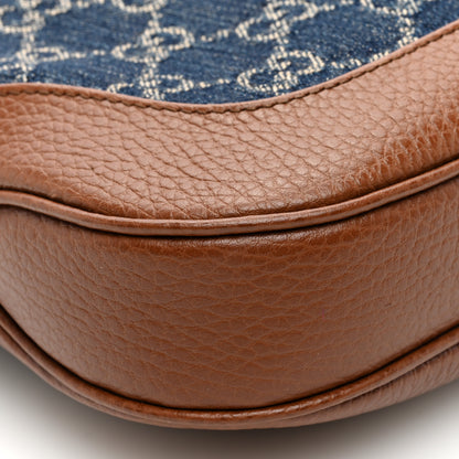 Gucci New Denim GG Monogram Calfskin Small Jackie 1961 Hobo Blue Tea Cuir 9 of 10