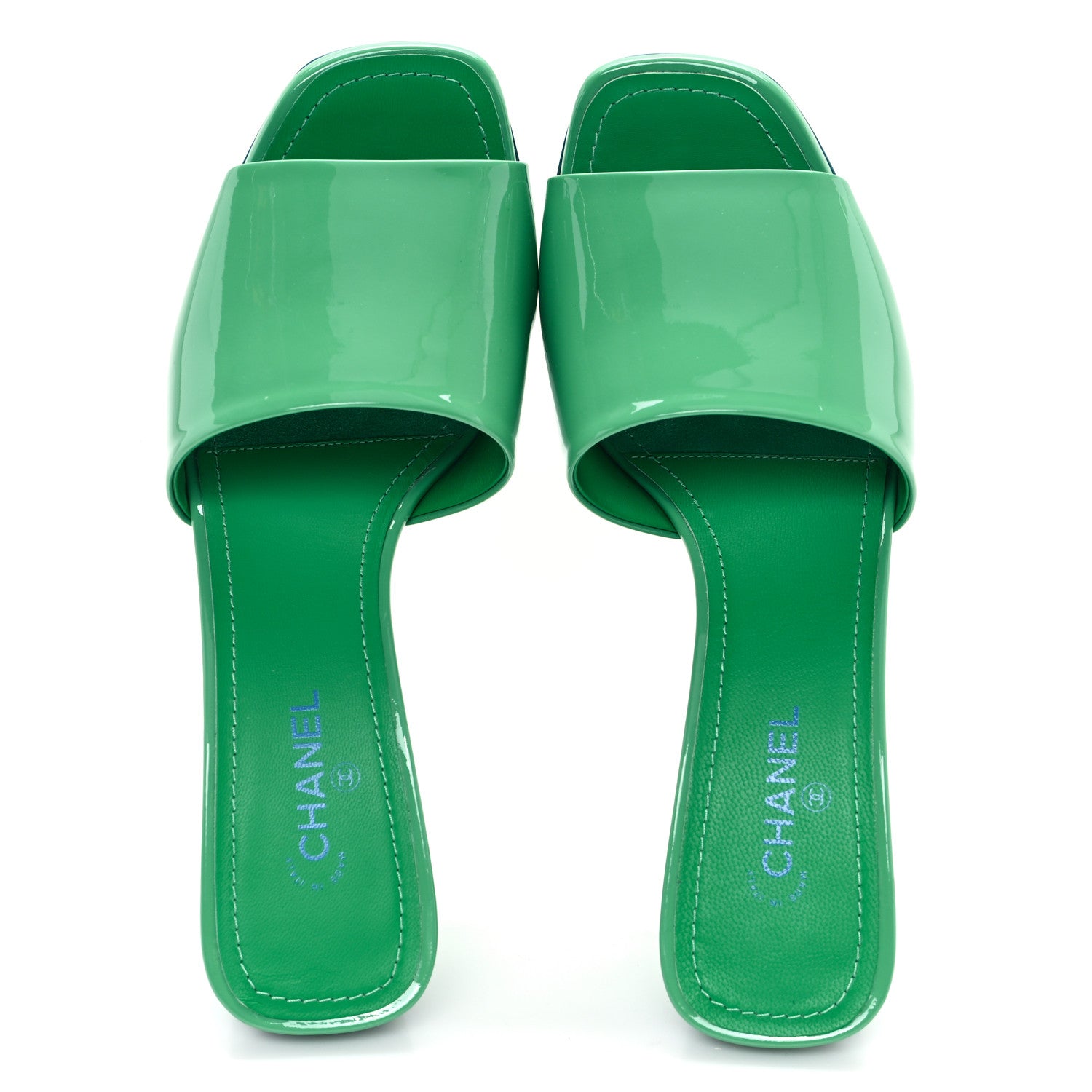 Chanel Patent CC Mules 37 Green Turquoise 2 of 10
