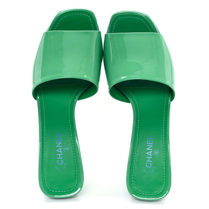 Chanel Patent CC Mules 37 Green Turquoise 2 of 10