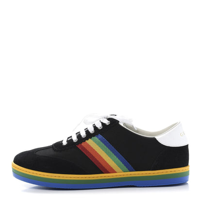 Gucci Suede Rainbow Womens G74 Sneakers 37 Black 1 of 10