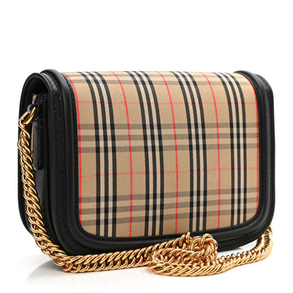 Burberry Smooth Calfskin 1983 Knight Check Link Shoulder Bag Black 3 of 10