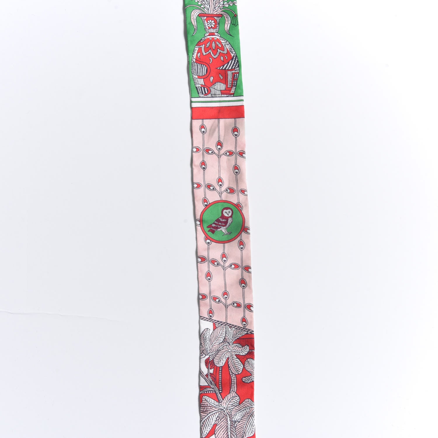 Hermes Silk La Danse Des Amazones Twilly Rouge Rose Poudre Vert 5 of 5