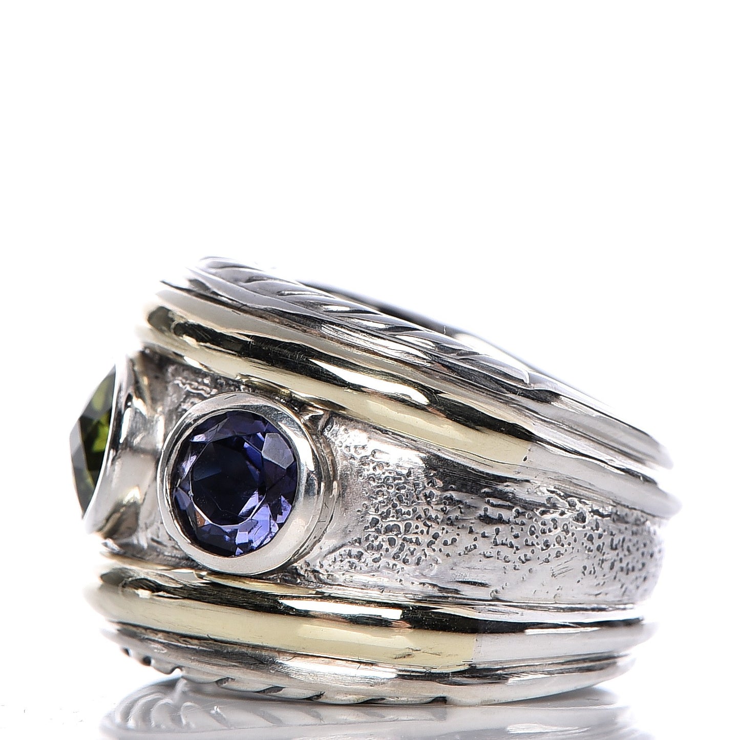 Sterling Silver 14K Yellow Gold 17mm Amethyst Peridot Renaissance Ring 52 6