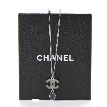 Chanel Enamel CC Drop Necklace Silver 7 of 7