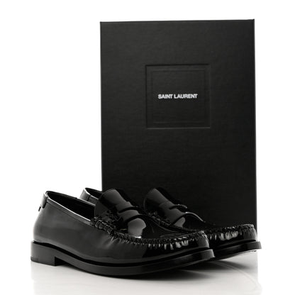 Saint Laurent Patent Calfskin Penny Loafers 40.5 Black 9 of 9