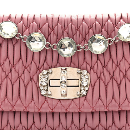 Miu Miu Nappa Matelasse Crystal Flap Clutch Rosa 9 of 12