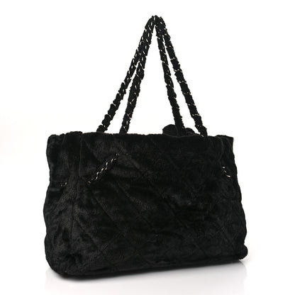 Chanel Fantasy Fur Quilted Camellia Tote Black 4 of 11