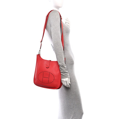 Hermes Taurillon Clemence Evelyne III PM Rouge Pivoine 2 of 10