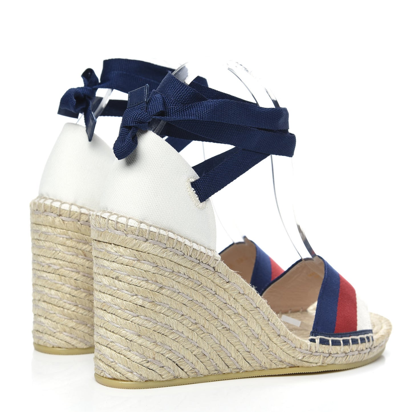 Canvas Sylvie Web Ankle Wrap Espadrille Wedge Sandals 39.5 Mystic White Hibiscus Red Maritime