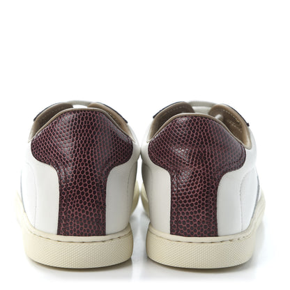 Hermes Calfskin Lizard Womens Quicker Sneakers 36 White Bordeaux 5 of 9