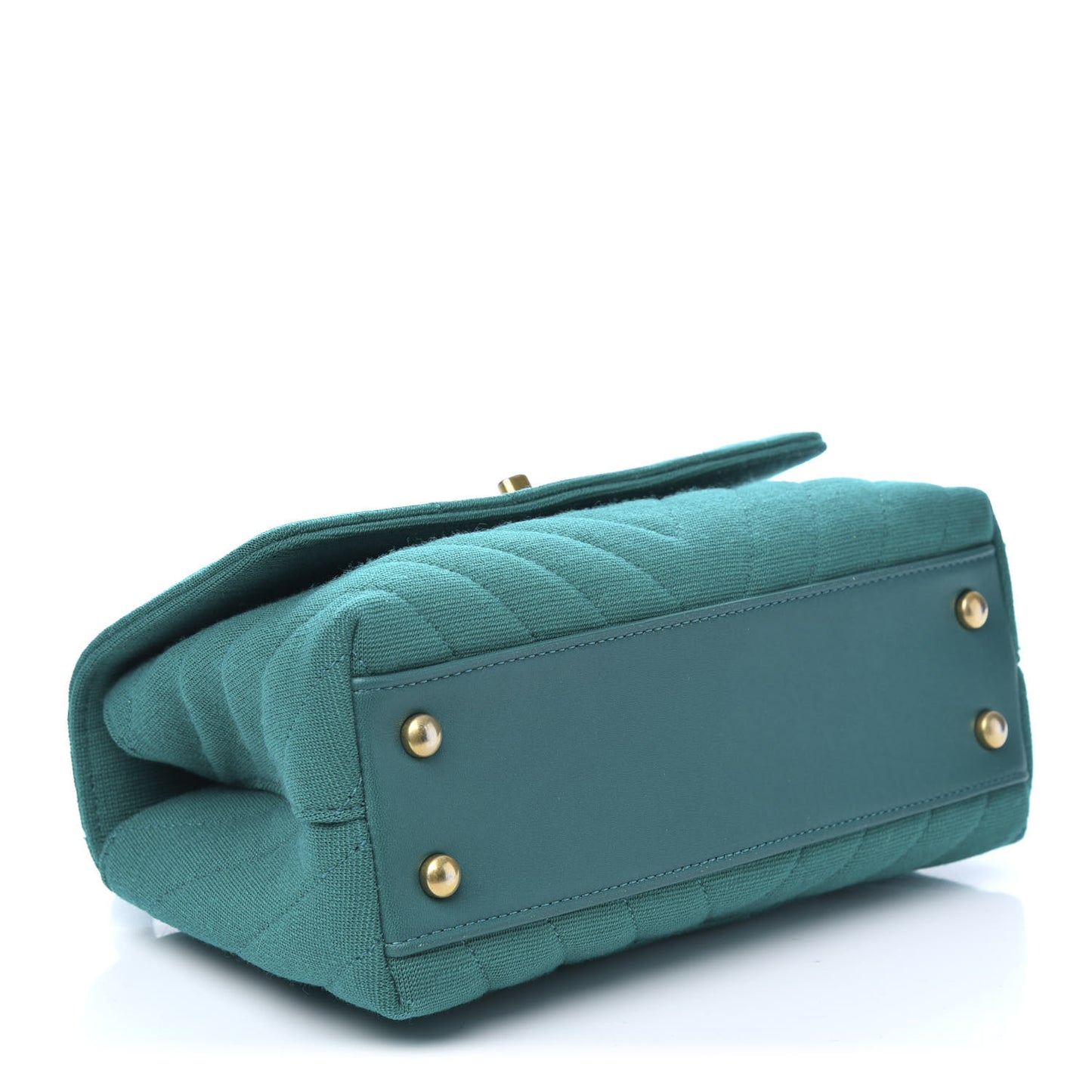 Jersey Chevron Quilted Mini Coco Handle Flap Green