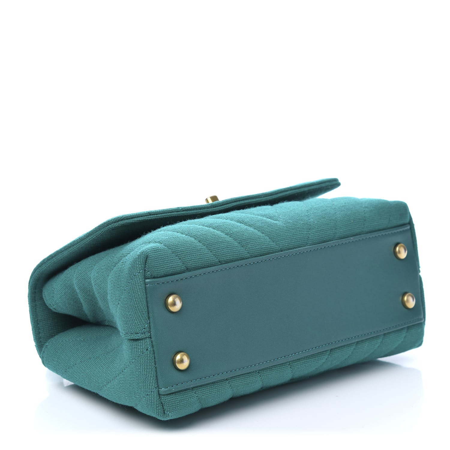 Chanel Jersey Chevron Quilted Mini Coco Handle Flap Green 4 of 9