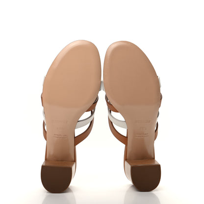 Hermes Calfskin Amica Sandals 39.5 White Natural 5 of 9