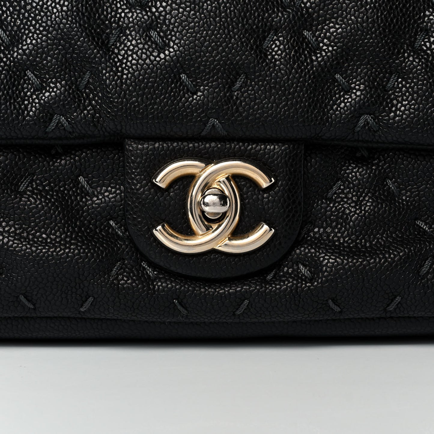 Caviar Stitched Flap Black