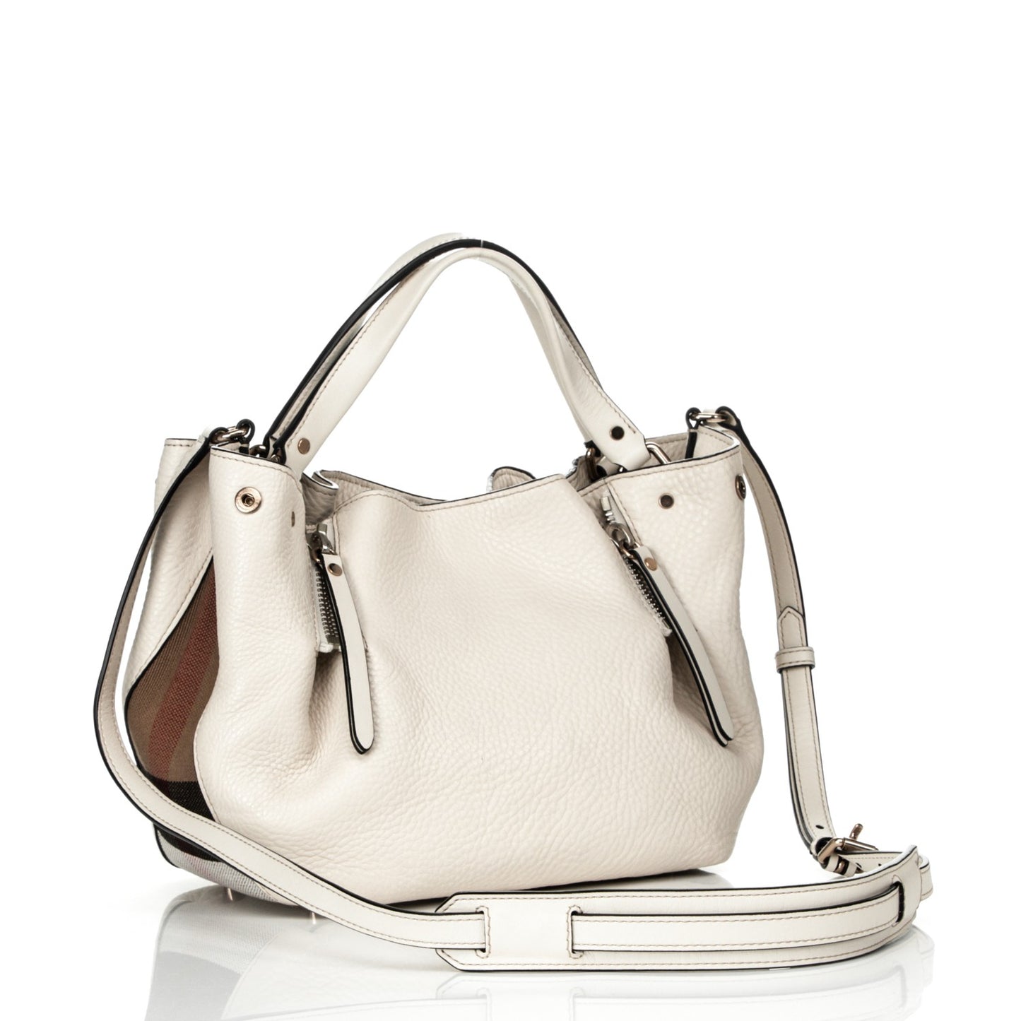 Grainy Calfskin House Check Small Maidstone White