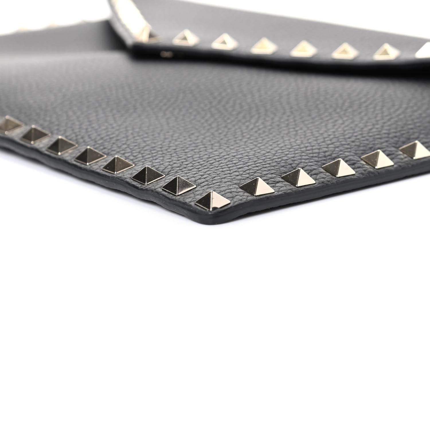 Valentino Garavani Pebbled Calfskin Large Rockstud Envelope Clutch Black 6 of 8