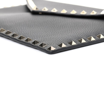 Valentino Garavani Pebbled Calfskin Large Rockstud Envelope Clutch Black 6 of 8