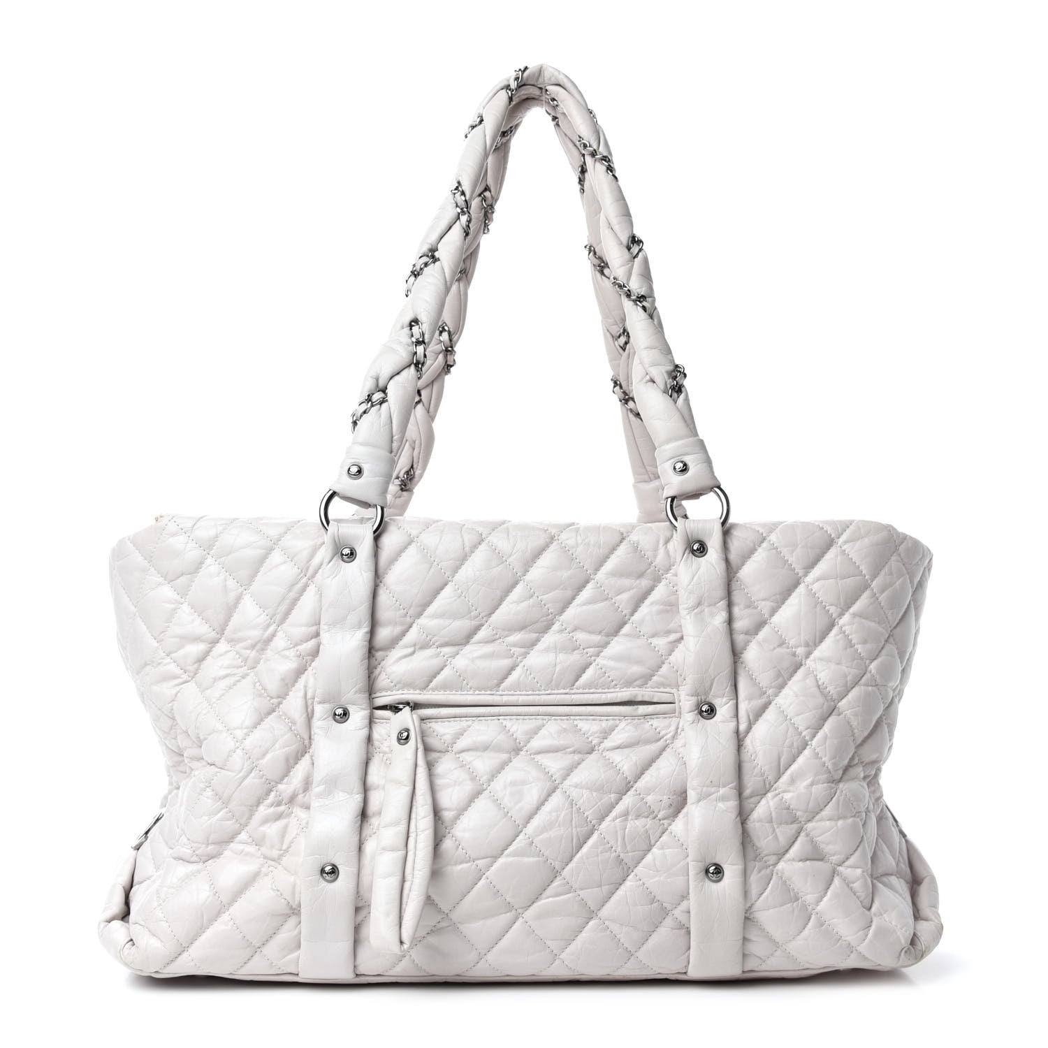 Chanel Distressed Lambskin Vintage Ligne Lady Braid XL Tote White 1 of 11