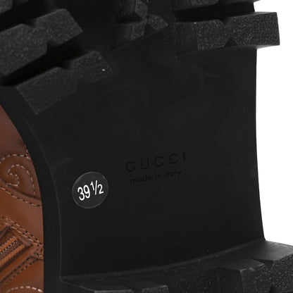Gucci Cordovan Lux Nappa GG Matelasse Lace Up 60mm Combat Boots 39.5 Dark Hazel Brown 7 of 10