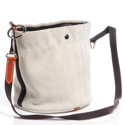 Hermes Chevron Herringbone Canvas Grooming Bag Chalk 3 of 9