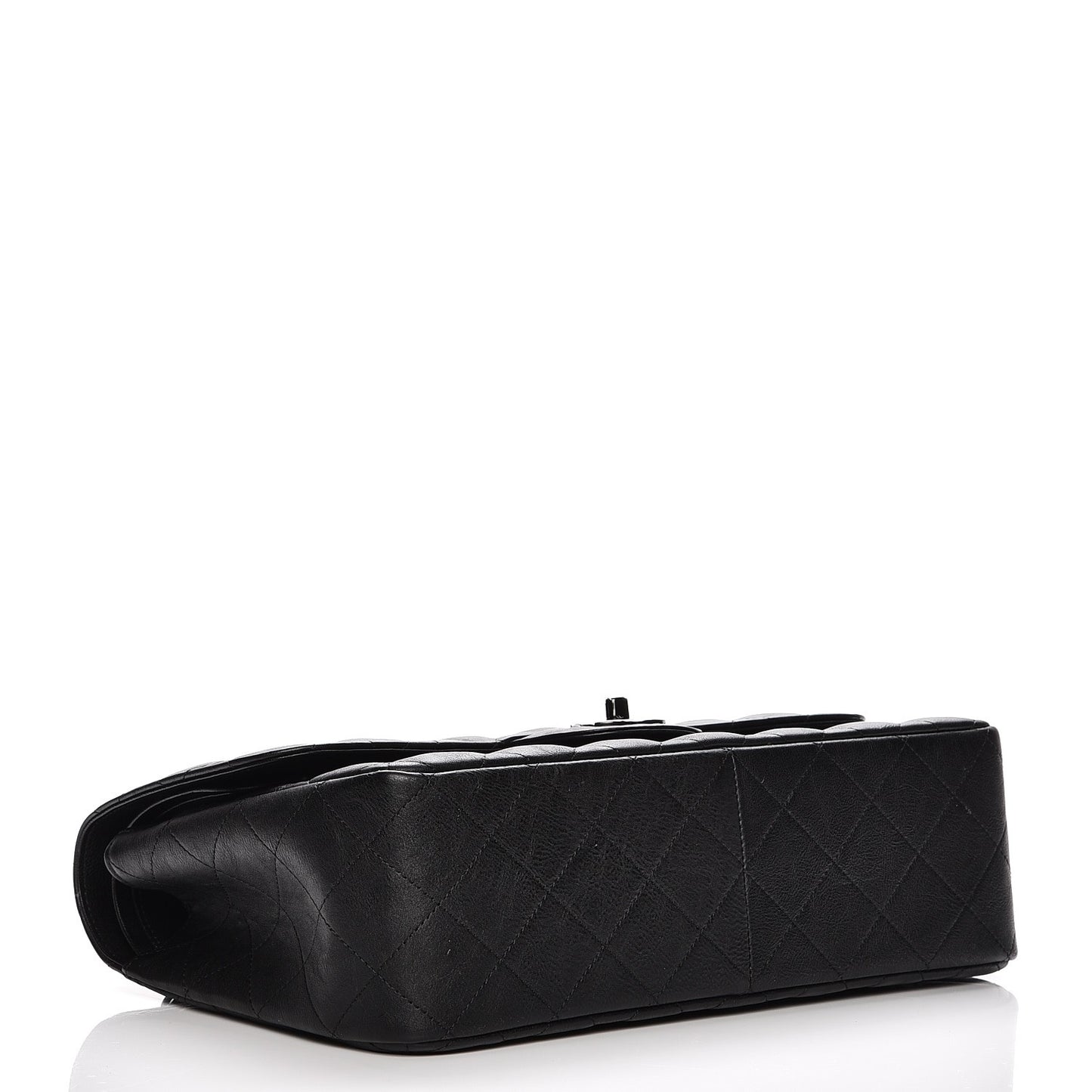 Crumpled Calfskin Quilted Jumbo Double Flap So Black
