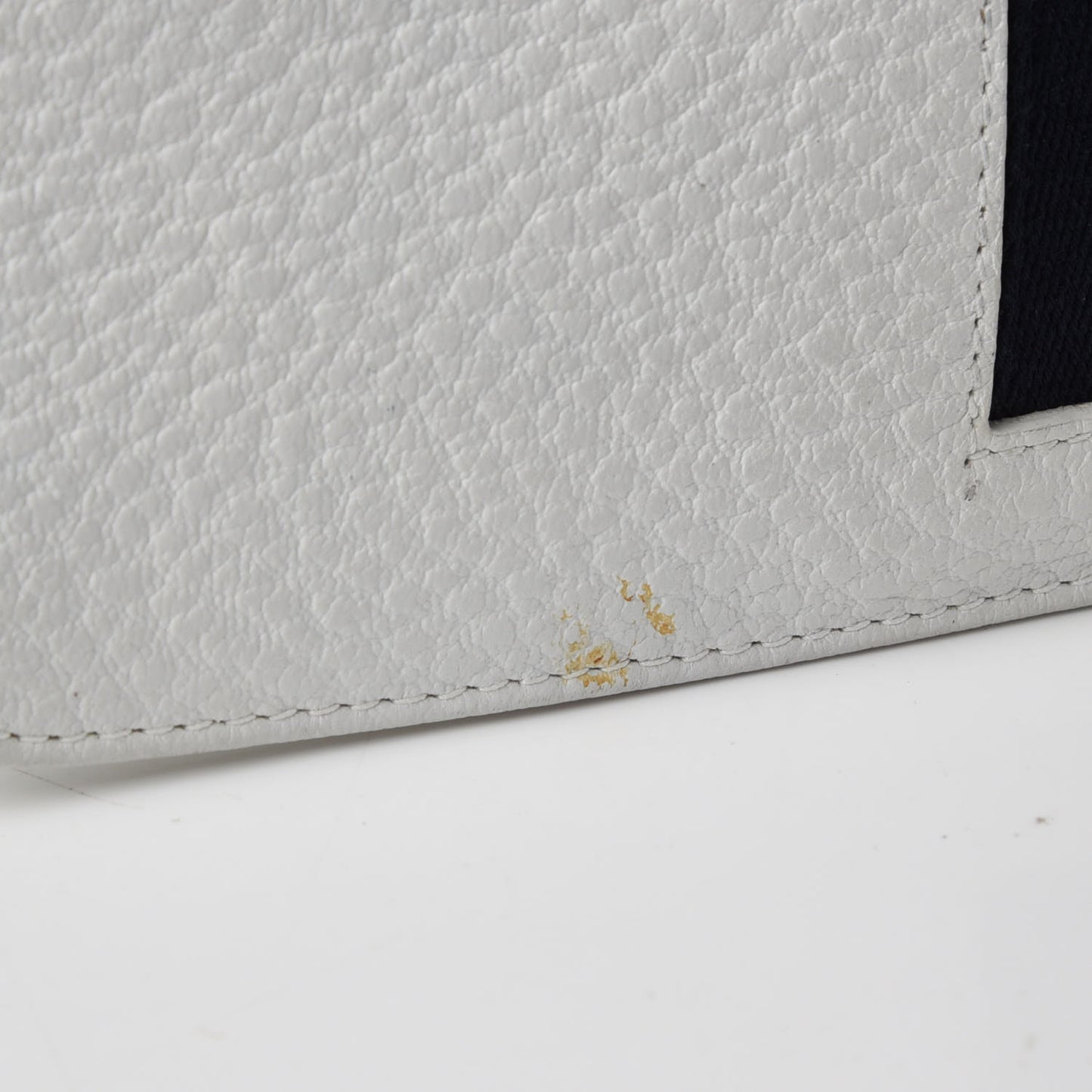 Pebbled Calfskin Web Blondie Flap White