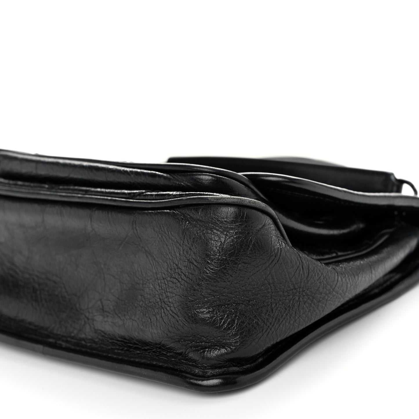 Crinkled Calfskin Matelasse Monogram Baby Niki Chain Satchel Black